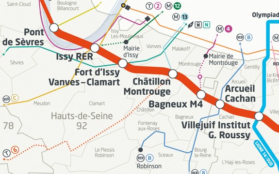 Tracé de la ligne 15 sud du Grand Paris express