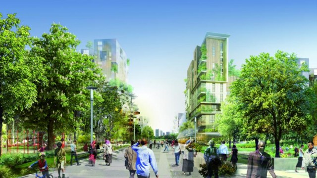 Vue d'artiste du projet de Central Park à La Courneuve.