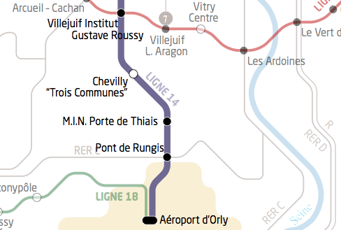 Tracé de la ligne 14 sud.
