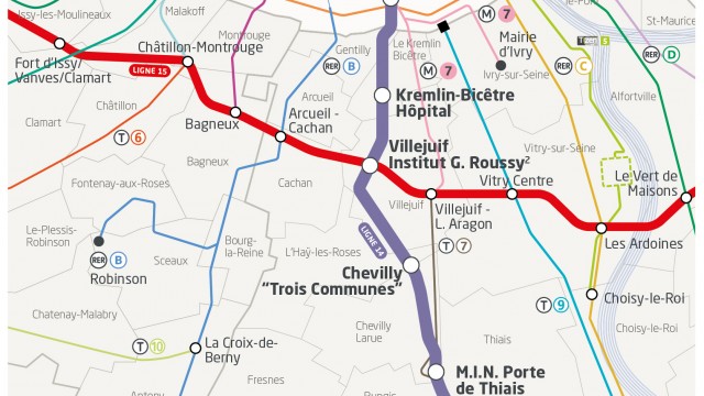 Carte de la ligne 14 sud.