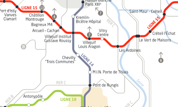 Tracé de la ligne 14 sud.