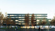 Façade est du projet de résidence étudiante.