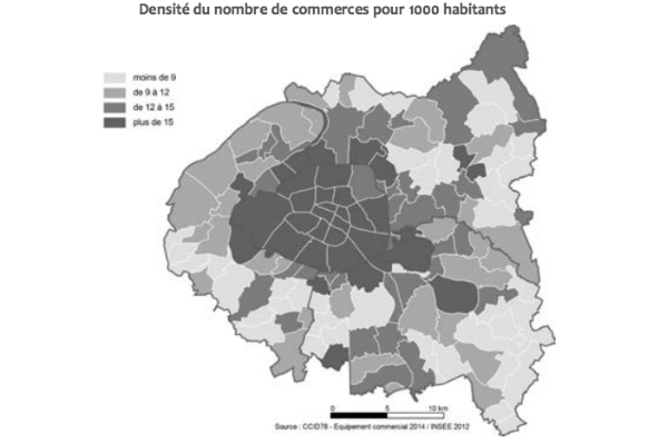 Densité de commerce en Ile-de-France