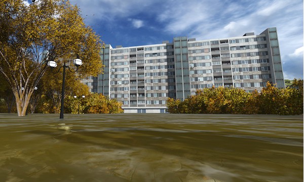Visualisation de la crue centennale par l'Institut d'aménagement et d'urbanisme.