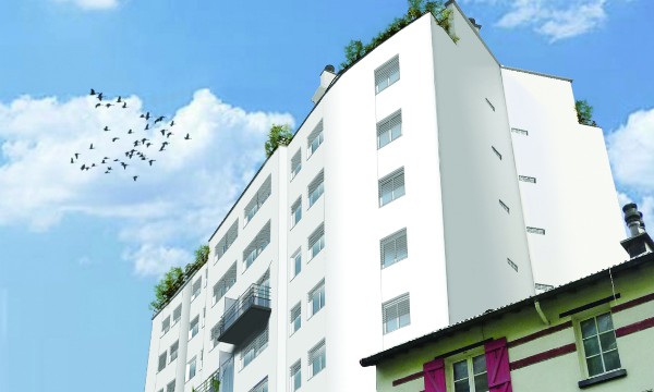 Vue de la résidence Lançon-Rungis (Paris, 13e) après rénovation.