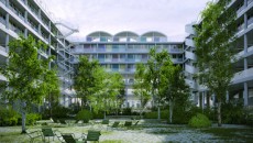 Perspective du bâtiment conçu par le groupement mené par Bruther et Baukunst.