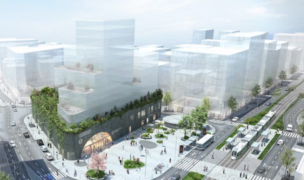 Vue de la future gare La Courneuve "Six routes".