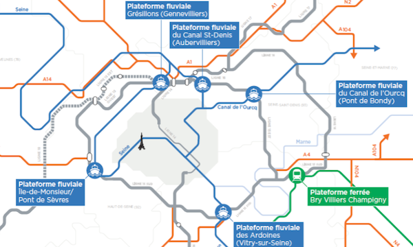 Les cinq plateformes d’évacuation fluviale et une plateforme d’évacuation ferroviaire de la SGP.