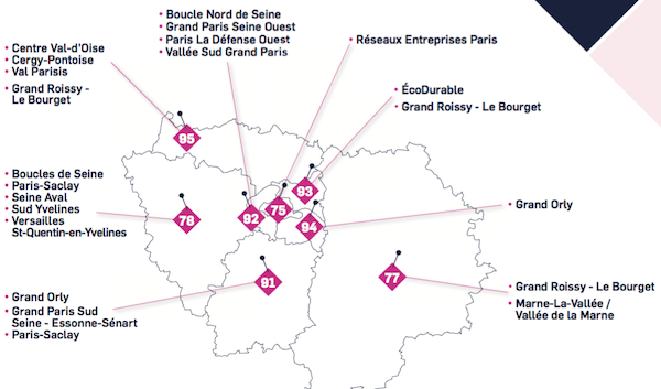 Cartographie des réseaux Plato en Ile-de-France.