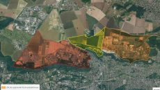 En jaune, le périmètre de la ZAC de Corbeville.