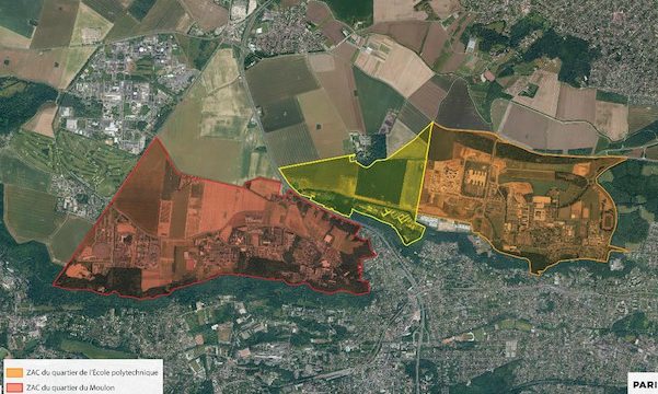 En jaune, le périmètre de la ZAC de Corbeville.