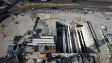 Travaux de la station porte de Clichy de la ligne 14 en août 2016.